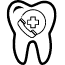 Tooth icon with phone and emergency symbol